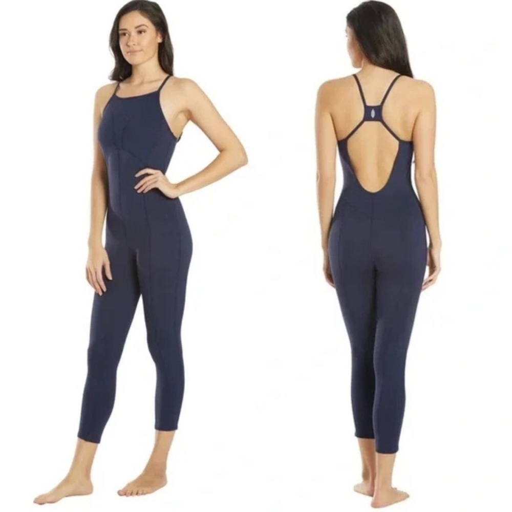 Free People Movement Side to Side Performance Racerback Jumpsuit navy blue Sz S